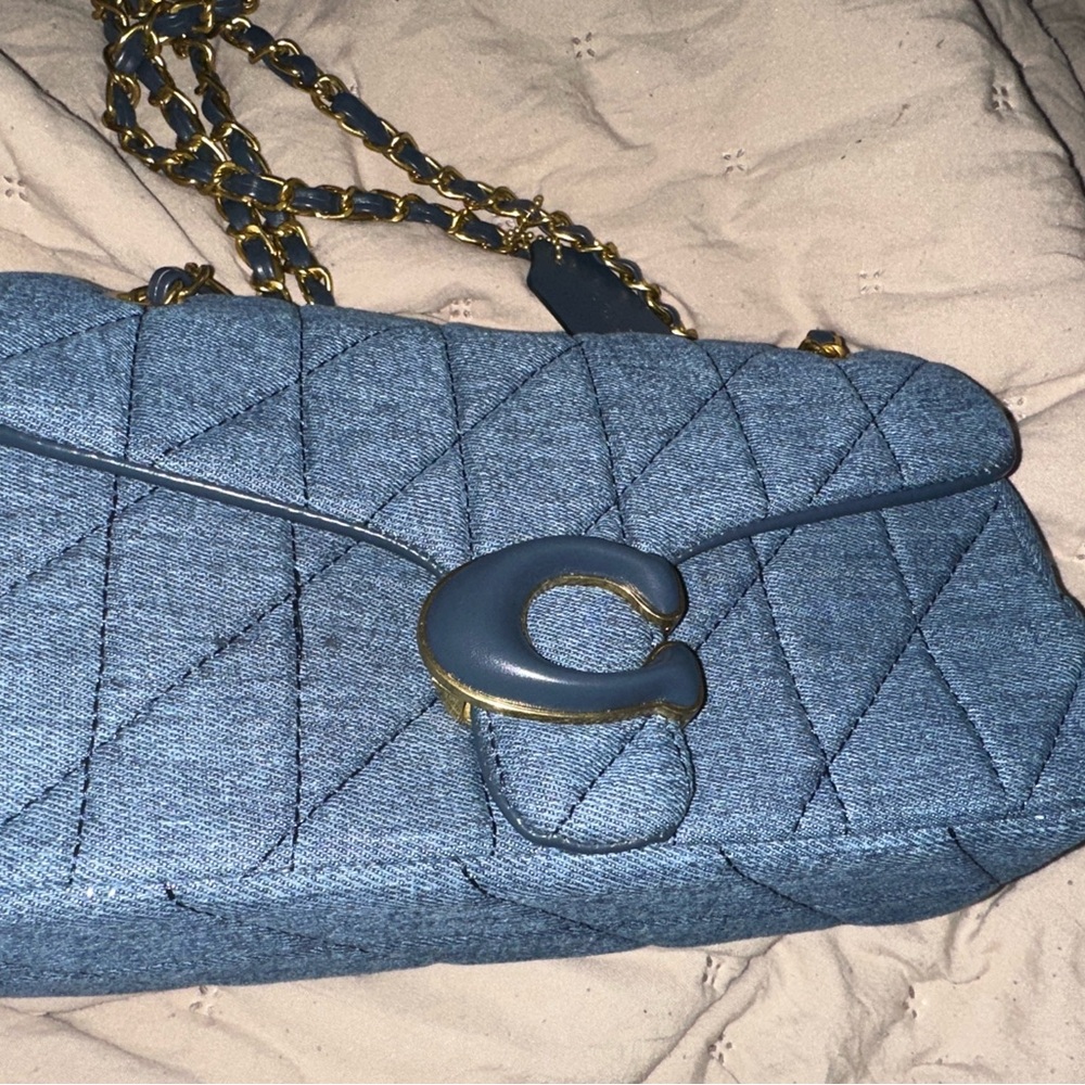 Blue Quilted Handbag with C Logo - Picture 3 of 3